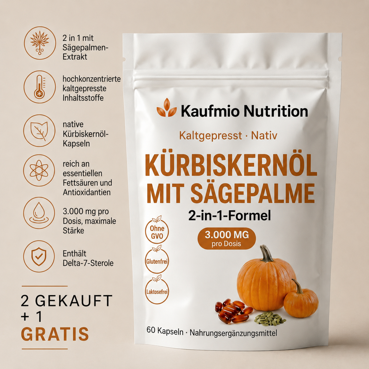 Premium Kürbiskernöl-Kapseln