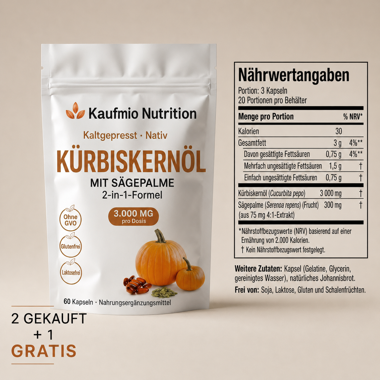 Premium Kürbiskernöl-Kapseln